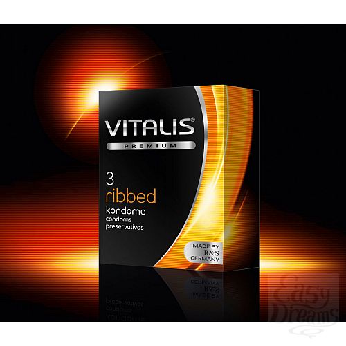 Фотография 1:  Ребристые презервативы VITALIS premium №3 Ribbed - 3 шт.