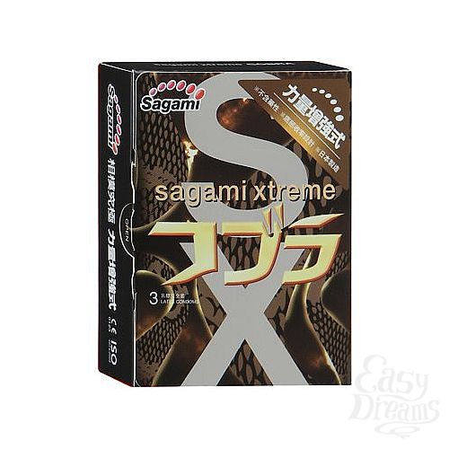 Фотография 1:  Суженные к кончику презервативы Sagami Xtreme COBRA - 3 шт.