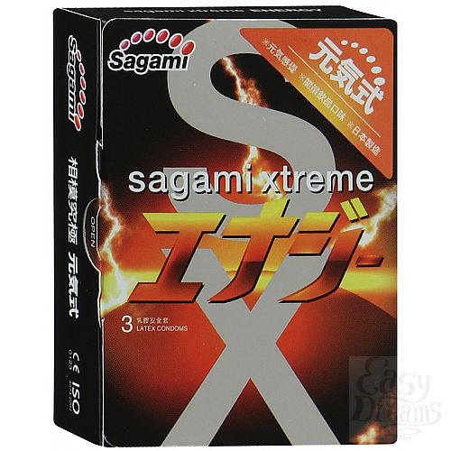 Фотография 1:  Презервативы Sagami Xtreme ENERGY с ароматом энергетика - 3 шт.