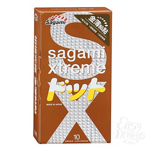 Фотография 1:  Презервативы Sagami Xtreme FEEL UP с точечной текстурой и линиями прилегания - 10 шт.