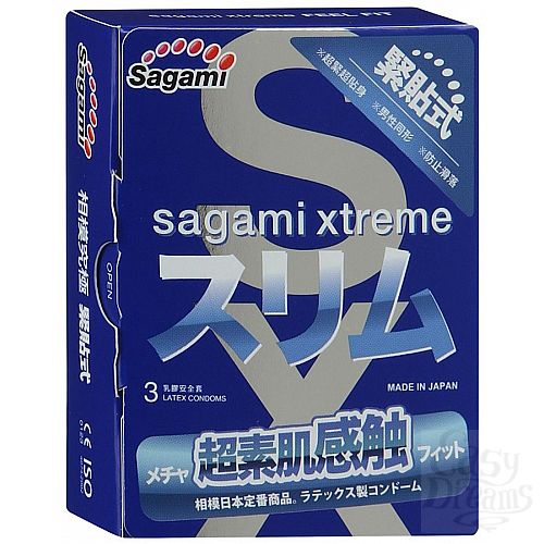 Фотография 1:  Розовые презервативы Sagami Xtreme FEEL FIT 3D - 3 шт.