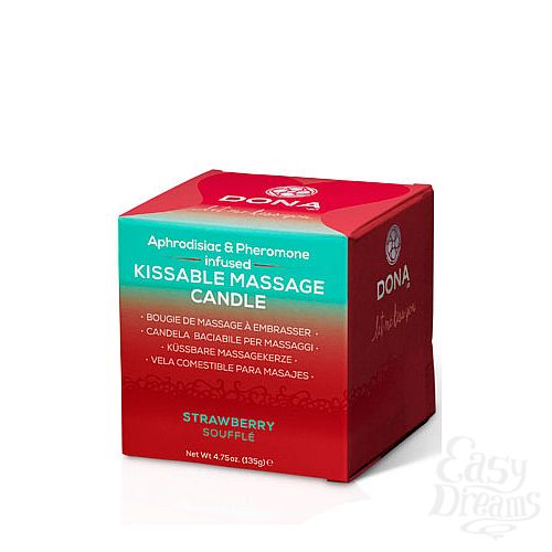  2 DONA     DONA Kissable Massage Candle Strawberry Souffle 135 