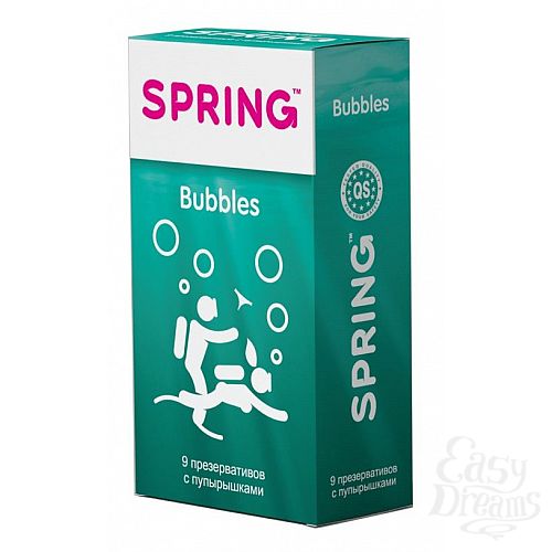 Фотография 1:  Презервативы SPRING BUBBLES с пупырышками - 9 шт.