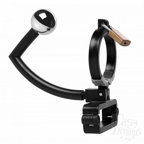  2    Oppressor Male Confinement Chastity Cage with Ball Clamp and Anal Hook