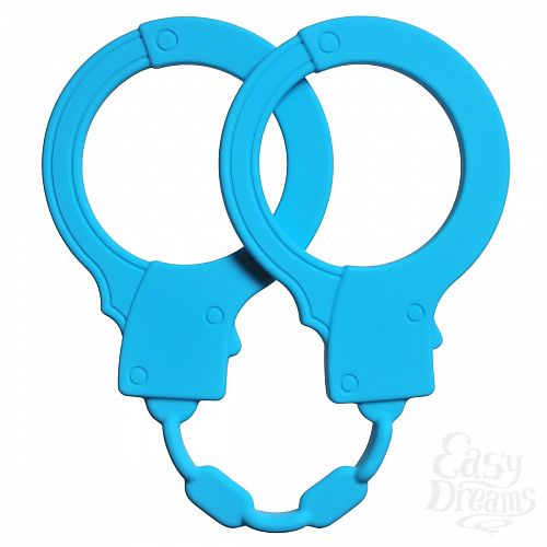Фотография 1:  Голубые силиконовые наручники Stretchy Cuffs Turquoise