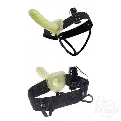 4        For Him or Her  Vibrating Hollow Strap-On - 15 .