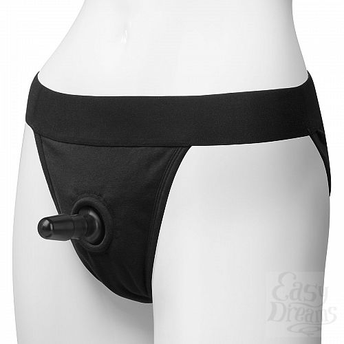  1:     Vac-U-Lock Panty Harness with Plug Full Back - S/M