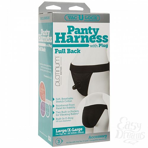  4     Vac-U-Lock Panty Harness with Plug Full Back - L/XL