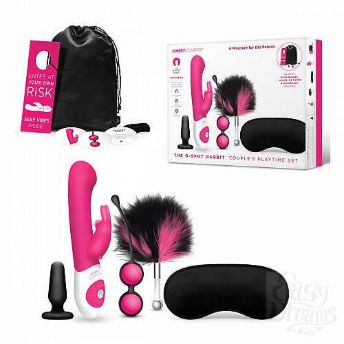  1:  G-Spot Rabbit Playtime Gift Set for Couples - Hot Pink