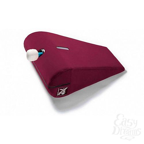 Фотография 1:  Вишнёвая малая вельветовая подушка для любви Liberator R-Axis Magic Wand с отверстием под массажёр