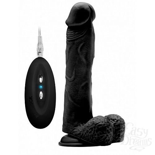  1:  ׸ - Vibrating Realistic Cock 9  With Scrotum - 23,5 .