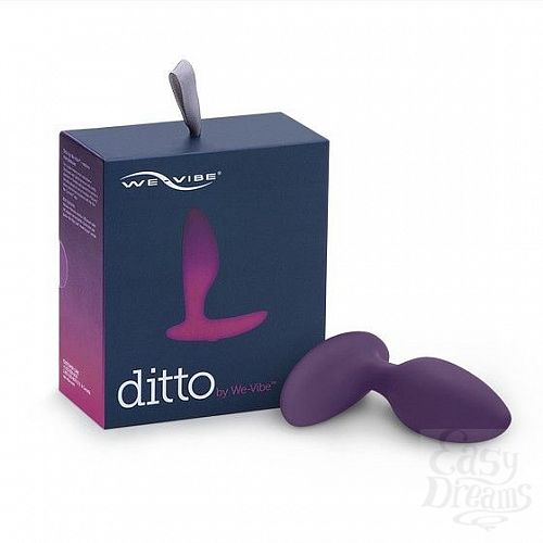 Фотография 1:  Фиолетовая анальная пробка для ношения Ditto с вибрацией и пультом ДУ - 8,8 см.