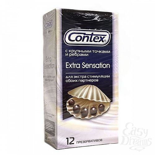 Фотография 2  Презервативы с крупными точками и рёбрами Contex Extra Sensation - 12 шт.