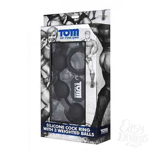  3    Tom of Finland Silicone Cock Ring with 3 Weighted Balls