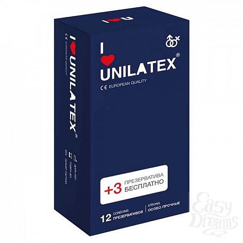 Фотография 1:  Ультрапрочные презервативы Unilatex Extra Strong - 12 шт. + 3 шт. в подарок