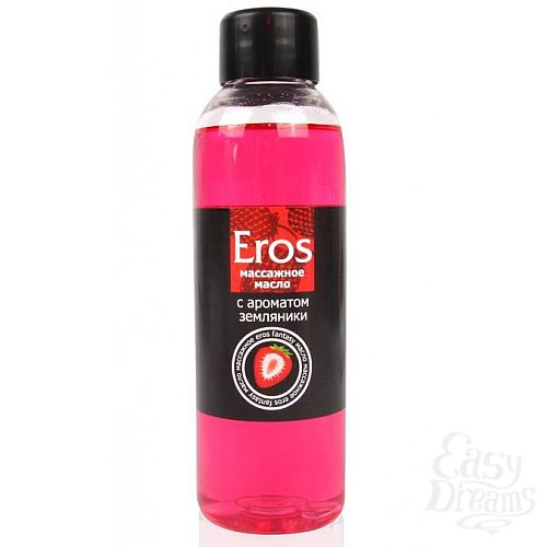 Фотография 1:  Массажное масло Eros fantasy с ароматом земляники - 75 мл.