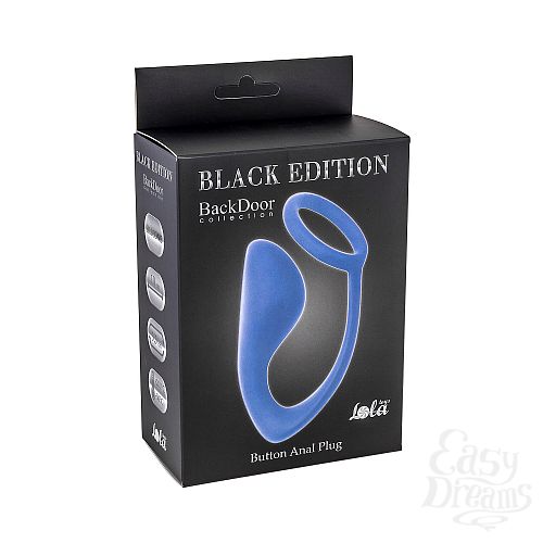  1:  Lola Toys Back Door Collection Black Edition         Button Anal Plug Blue 4216-03Lola