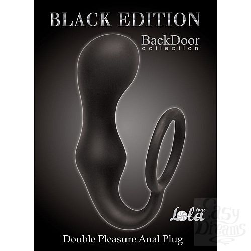 Фотография 2  Чёрное эрекционное кольцо с анальной пробкой Double Pleasure Anal Plug