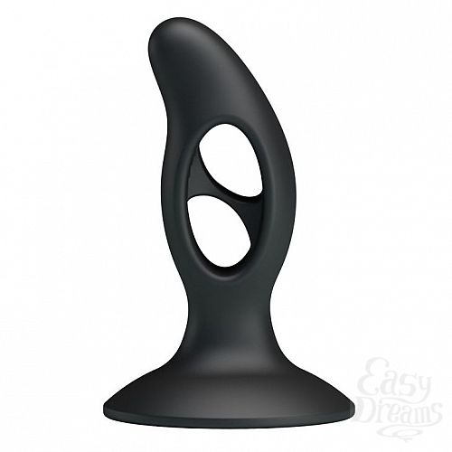 Фотография 1:  Чёрный массажёр простаты Silicone Butt Plug - 9,3 см.