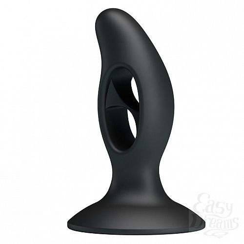 Фотография 5  Чёрный массажёр простаты Silicone Butt Plug - 9,3 см.