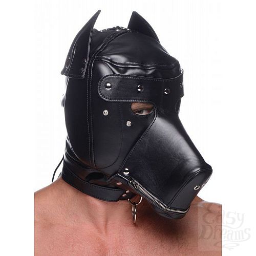  2  - Muzzled Universal BDSM Hood with Removable Muzzle