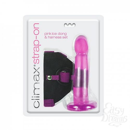  2    Climax Strap-on Pink Ice Dong   Harness set - 17,8 .