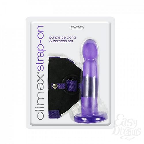  2    Climax Strap-on Purple Ice Dong   Harness set - 17,8 .