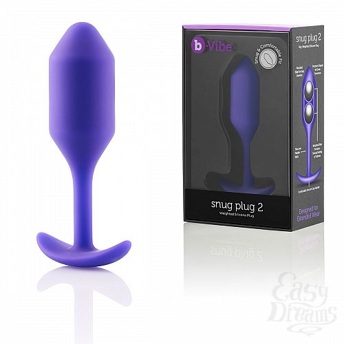 Фотография 1:  Фиолетовая пробка для ношения B-vibe Snug Plug 2 - 11,4 см.