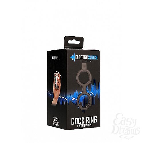  3 Shotsmedia   E-Stim Cock Ring with Ballstrap Black SH-ELC005BLK