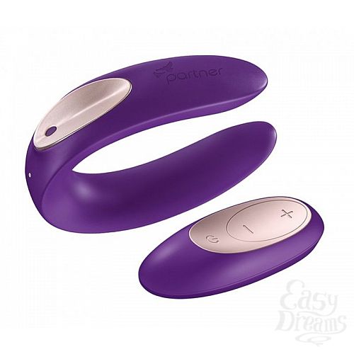 Фотография 1:  Фиолетовый вибратор для пар Partner Plus Remote с пультом ДУ