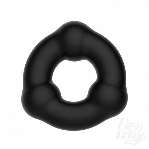Фотография 1:  Черное эрекционное кольцо с 3 шариками