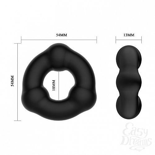 Фотография 4  Черное эрекционное кольцо с 3 шариками