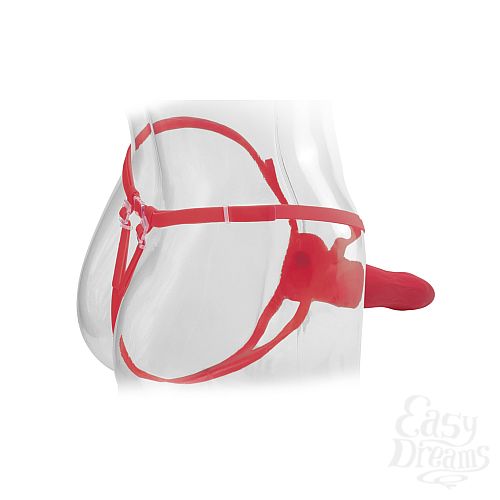  2     Vibrating 9 Hollow Strap-On Red