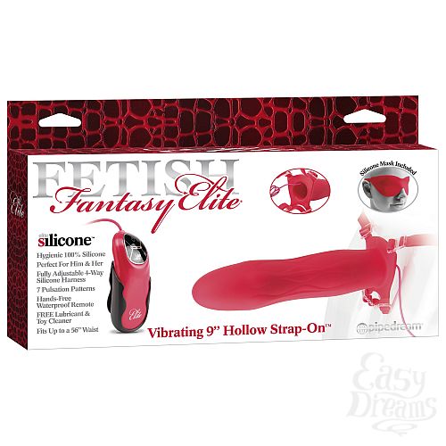  5     Vibrating 9 Hollow Strap-On Red