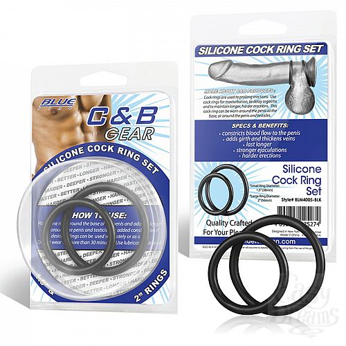  1: Blueline,           SILICONE COCK RING SET BLM4005-BLK