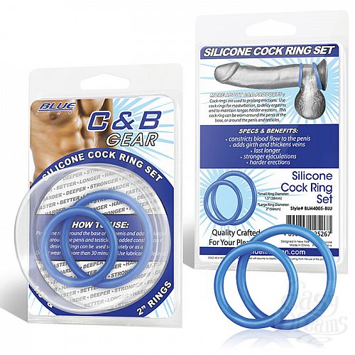  1: Blueline,           SILICONE COCK RING SET BLM4005-BLU