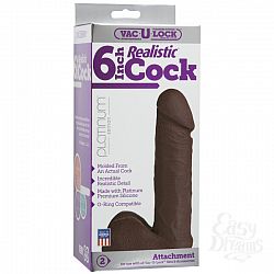 Doc Johnson, 
 Vac-U-Lock Platinum Edition - The 6" Realistic Cock - Black