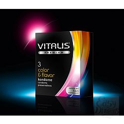  Цветные ароматизированные презервативы VITALIS premium №3 Color   flavor - 3 шт.