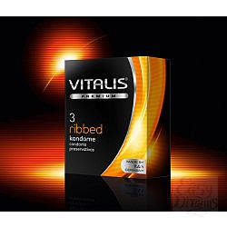  Ребристые презервативы VITALIS premium №3 Ribbed - 3 шт.