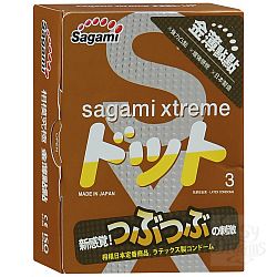  Презервативы Sagami Xtreme FEEL UP с точечной текстурой и линиями прилегания - 3 шт.