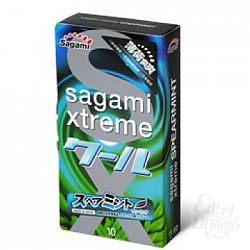  Презервативы Sagami Xtreme Mint с ароматом мяты - 10 шт.