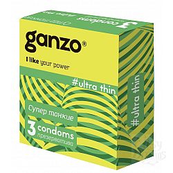 Ультратонкие презервативы Ganzo Ultra thin - 3 шт.
