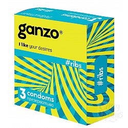  Презервативы с ребристой структурой Ganzo Ribs - 3 шт.