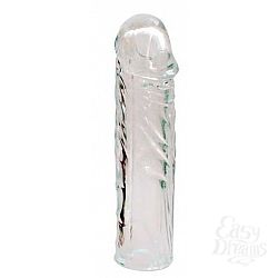  Закрытая прозрачная насадка-фаллос Crystal sleeve - 16 см.